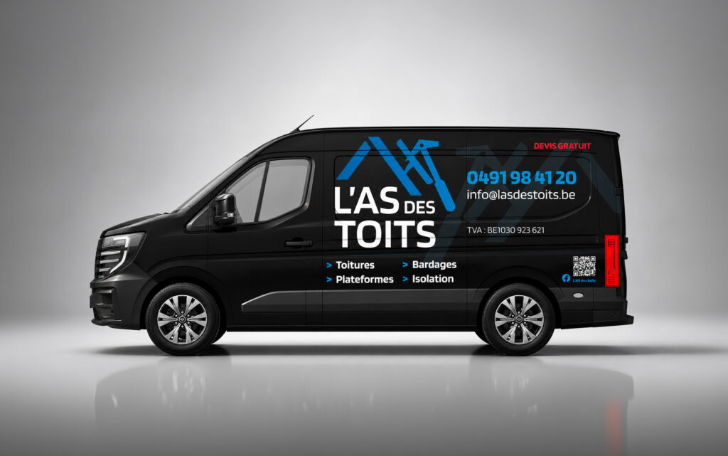 Lettrage véhicule entreprise L'As des Toits